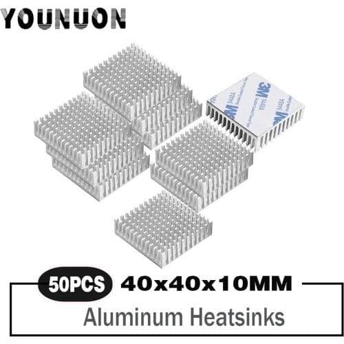 50PCS Aluminum Heatsink Cooling 40x40x11mm With 9448A 3M Tape for LED Power Memory Chip IC Transistor