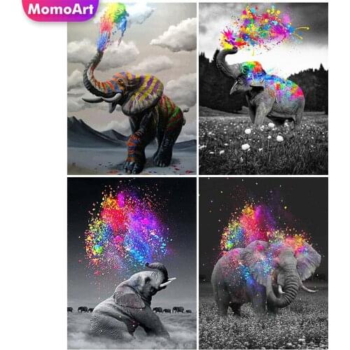 MomoArt DIY Diamond Embroidery Elephant Animal Full Drill Square Diamond Painting Colourful Cross Stitch Mosaic Decor For Home