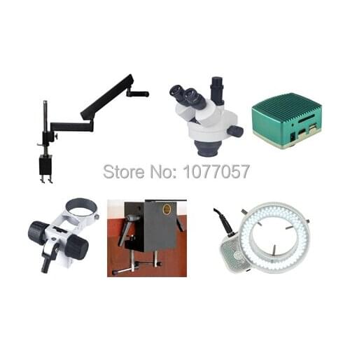 Free shipping,CE,3.5x-90x ,5.0M Articulating Zoom Stereo Microscope/Flex arm microscope +1080P HDMI camera+ LED144 ringlight