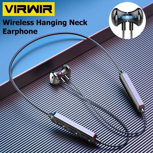 Wireless Bluetooth Earphone Hanging Neck Magnetic 9D HiFi Stereo Music Headset Waterproof Sport Earbuds With Noise Reduction Mic