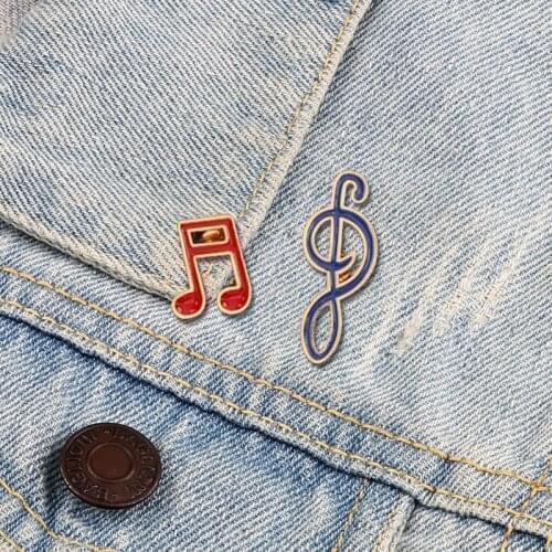 New Creative Design Cartoon Musical Note Brooch Red Blue Enamel Pin Fashion Metal Badge Pins Brooches Clothes Decoration Jewelry