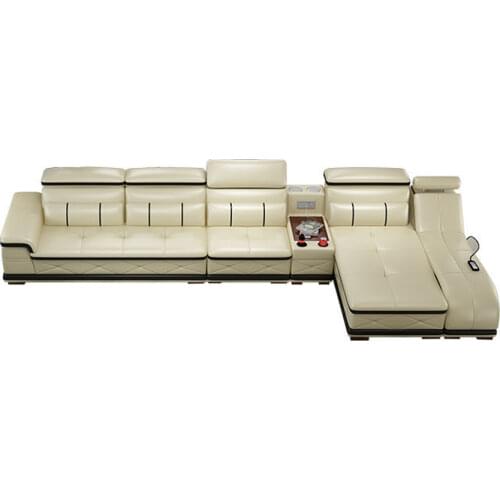 Living Room Sofa massage speaker real genuine leather sofas salon couch puff asiento muebles de sala canape L shape sofa cama