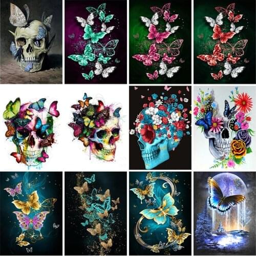 Full Drill DIY Diamond Painting Animal Butterfly Skull Cartoon Cross Stitch Diamond Embroidery Picture Cross Stitch Wall Decor