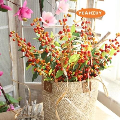 6Colors Simulation Artificial Christmas Berry Branch Single Flower For Christmas home decoration flower floral NO VASE