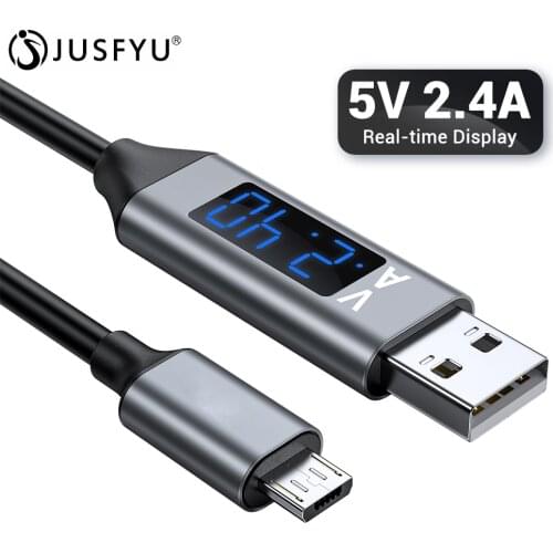 1M AC32 Micro USB Cable Voltage and Current Display Fast Charging Data Sync USB Cable For Samsung Xiaomi Android Mobile Phone