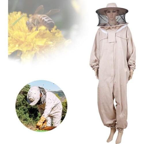 Beekeeping Coffee Color Overall Clothes Replacement Hat Full Body Suit Unisex Design Siamese Bee Clothing For Beekeeper