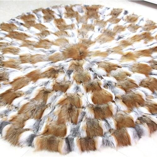 Round fur rug white red gray 11 colours real fox fur carpet 150*150cm for furniture upholstery B101