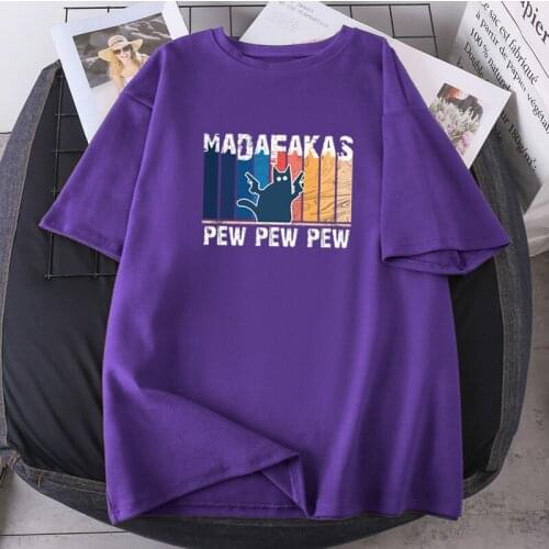 Summer Fashion 2021 New Clothing Pew Madafakas Cat T-shirts Woman Short Sleeve Hip Hop Lady Camisetas Polyester Casual Tops Tees