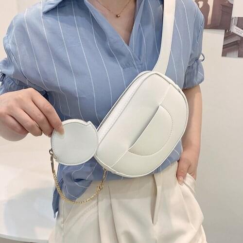 Small Pu Leather Chest Bags for Women Casual 2 Pcs/set Belt Bag Lady Pure Color Messenger Bag Simple Chain Waist Bags Mini Purse