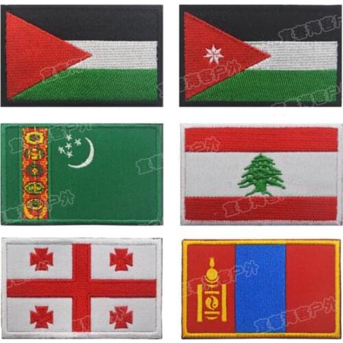 1pc 3D Embroidery Patch Mongolia Georgia Jordan Lebanon Palestine Flag Badge Armor Morale Cap Denim Jacket Backpack Hat Icon
