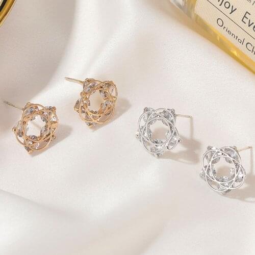 New Hot-Selling Fashion Ultra-Shiny Pav Crystal Zircon Five-Pointed Star Flower Earrings Ladies Simple Wedding Jewelry