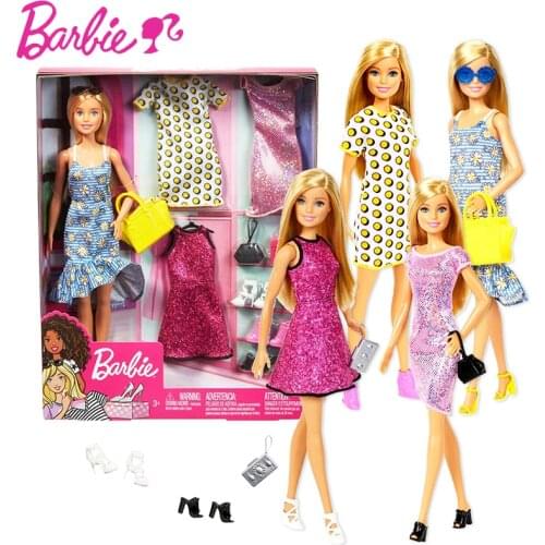 Original Barbie Party Doll Barbie Girl Princess Dress Up 4 Style Clothes Skirt Accessories Children Educational Toy Gift GDJ40