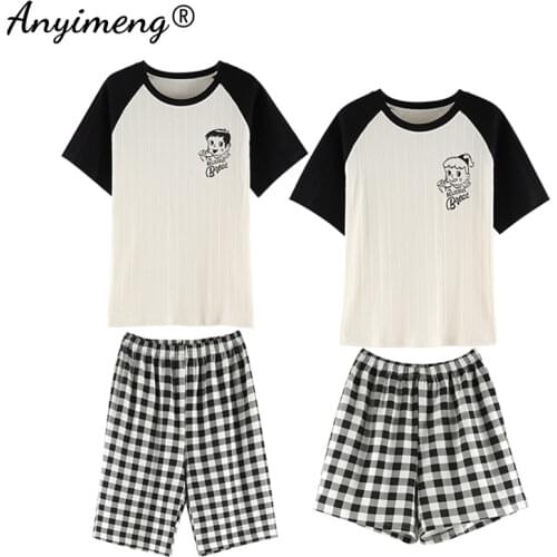 Pajama Set Cotton Mans and Womens Matching Home Clothing High Quality Texture Fabric Summer Shorts Cotton Sleepwear Couple