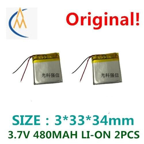 2PCS 3.7 V polymer li-ion battery 480 mah GPS radio 303334 / equipment/micro stereo toy compass circuit board with protection
