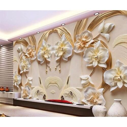 Custom Wallpaper 3D Butterfly Floral Backdrop 3D Sandstone Relief TV Background Wall Living Room Bedroom 3d wallpaper