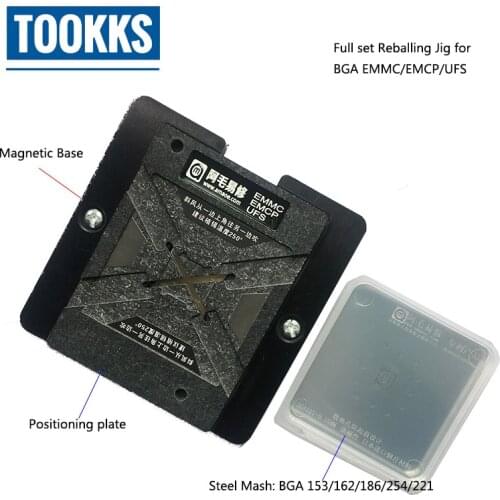 0.15mm EMMC EMCP UFS Universal Soldering jig Platform With BGA153 BGA162 BGA169 BGA186 BGA221 BGA254 Reballing Stencil Planting