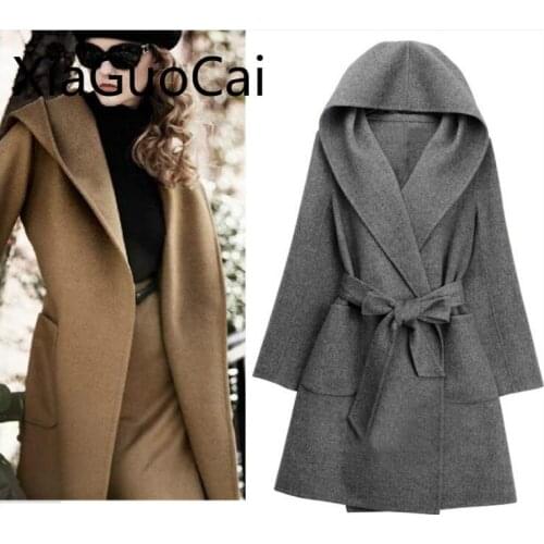 Real Photos New Fashion Women Trench Camel Mujer Belted Autumn and Winter Famale Coats Long Trench Coats Drop Shipping W1 35