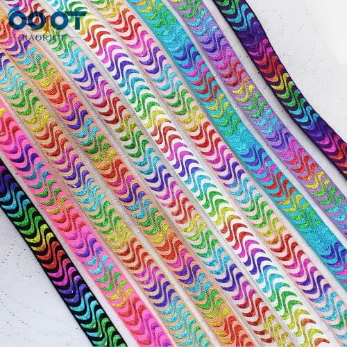 10yards 5/8''geometric bronzing Ribbon Elastic Foldover Elastics Stretch Hair Ties Headbands for Baby Girls Hair Bow E-20428-793