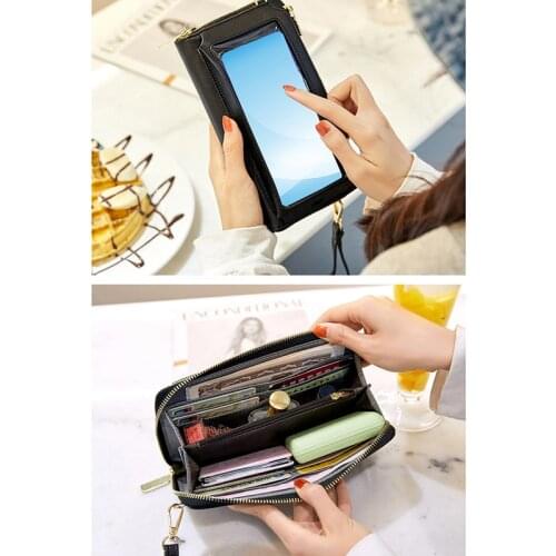 Touch Screen Mobile Phone Bag For Samsung/iPhone/Huawei/Xiaomi Wallet Case Pocket Shoulder Bags Cell Phone Pouch Clutch Bag