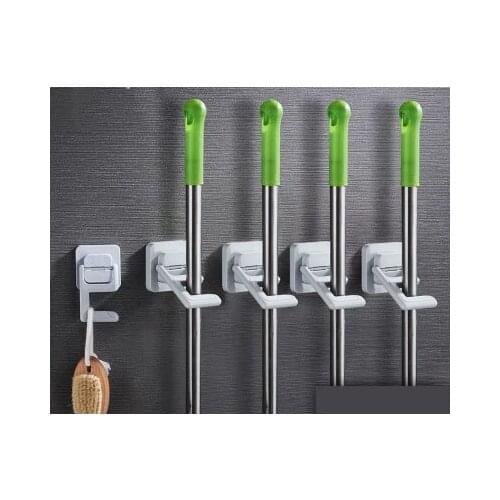 Single mop rack broom clip storage balcony bathroom wall hanging kitchen free punch clip hook