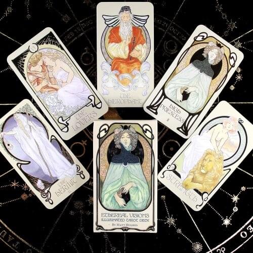 Ethereal Visions Illuminated Tarot Deck Cards Divination Matt Hughes Board Games 80 Cards Oracle Toy Card Game Adult Board Game