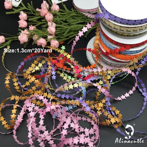 20yards Star grosgrain embossed Ribbon Roll garment Fabric for craft Decoration Spool Craft DIY handmade Card Party Christmas