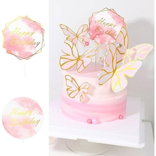 Cake Insertion Party Decor Supplies Cake Decor Creatieve Roze Geschilderde Vlinder Prinses Kids Gunsten Feestartikelen Candy Bar