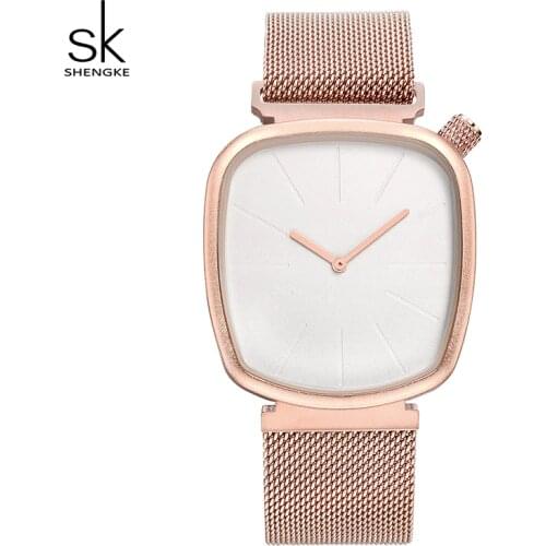 Shengke Rose Gold Watches Women Creative Dial Ladies Wrist Watch Reloj Mujer 2019 New Stainless Steel Watches For Women #840