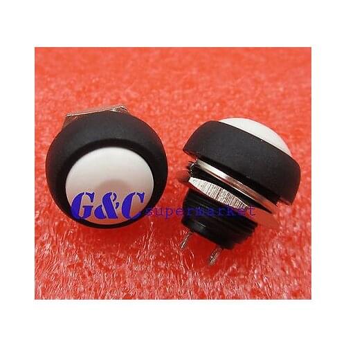 2PCS 12mm Waterproof Momentary ON/OFF Push Button Mini Round Switch White