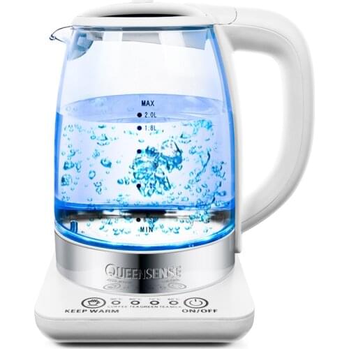 2L Electric kettle Intelligent insulation glass electric temperature teapot Blue Light Manganese Anti-Dry water pot 220v