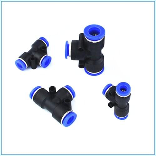 5PCS 3 Way T shaped Tee Pneumatic PE 4mm to 16mm OD Hose Tube Push In Air Gas Fitting Quick Fittings Connector Adapters