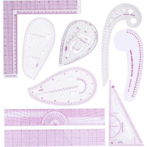 9pcs/set Tailor Grading Comma Curve Sleeve Cage Ruler Measure Sewing Dressmaking Yardstick Drawing Template Patchwork Tool