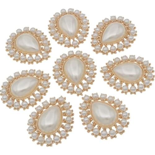 Alloy Jewelry Accessories Flat Back Brooch Imitation Pearls Base Settings Wholesale Handmade Fitting Used For Shoes Dress Bow