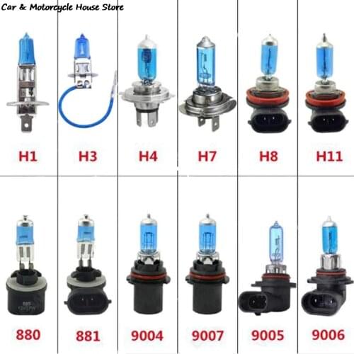 1PC Car Halogen Lamp H1 H3 H4 H7 H8 H11 880 881 9004 9005 9006 9007 Auto Halogen Bulb Fog Lights 12V 6000K Headlights Lamp