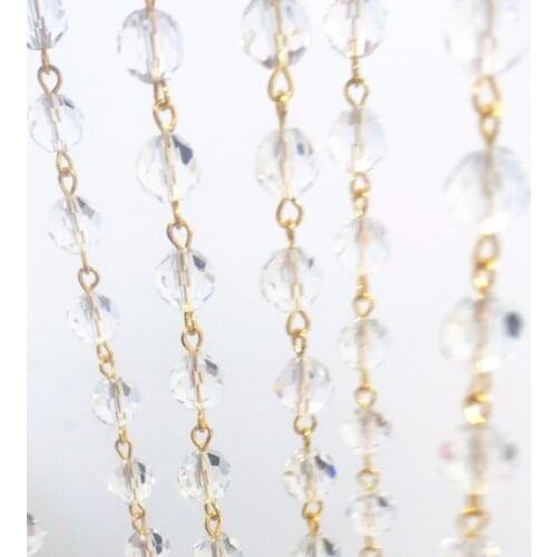 10 meters 10mm Crystal Ball Beads Chain+Gold Connectors Glass Strand Garlands For Wedding Party Supply Chains Christmas Tree DIY