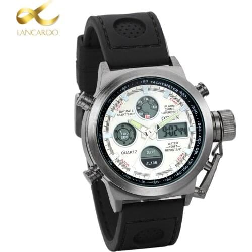 Lancardo Men Sports Watches Military Digital Watches Dual Display Analog LED Quartz Watch Brand Male 30M Waterproof Wristwatches