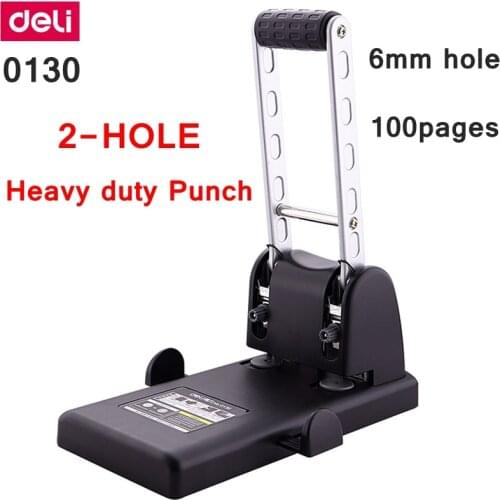 Deli 0130 Office Desk documents 6mm 2-Hole heavy duty punch two hole punch /punch papers capacity 100 pages 80g papers