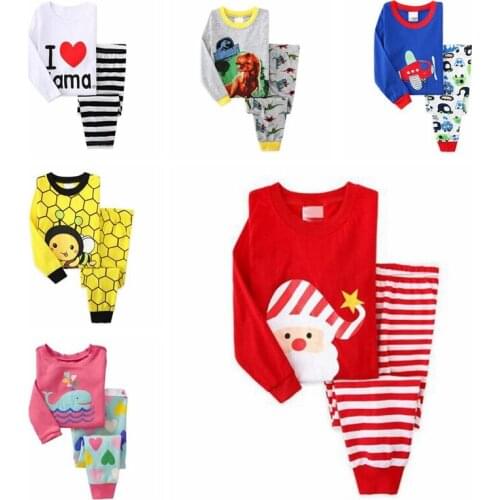 Kid Sleepwear Winter Childrens Pajamas Sets Home leisure Baby Boys Girls Cartoon Cute Cotton Longsleeve Pyjamas 2-7 Years old