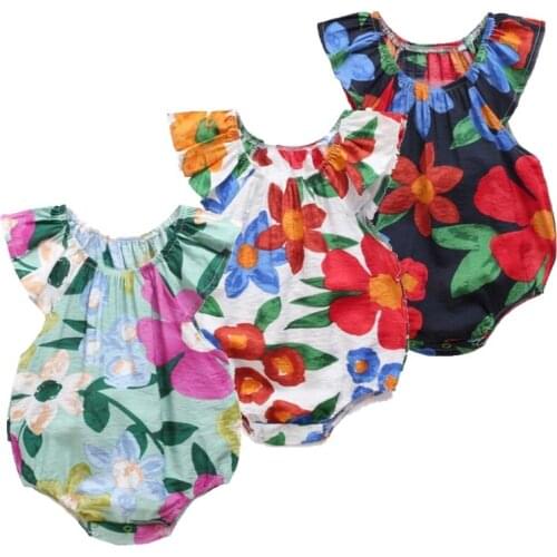 Baby Summer Clothing Baby Girls Infant Bodysuit Newborn Summer Cotton Short Sleeve Flower Pattern Casual 2020 Baby Costume