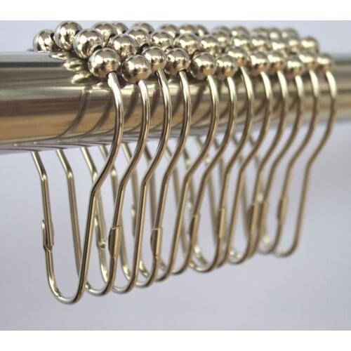 Hot! 12PCS/Set Bath Curtain Hooks Shower Curtain Ring Rustproof Shower Curtain Hooks Glide Metal Rings for Bathroom