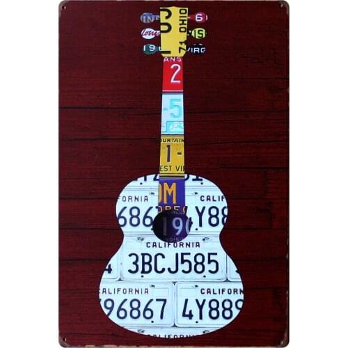 [ Mike86 ] White Guitar Vintage Wall Plaque Room Bar Pub Decor Retro Metal art Sign Craft 20*30 CM Mix Items B-319