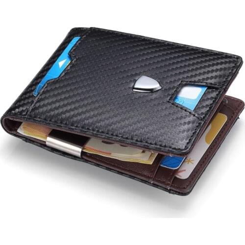 Aaby PU Leather Men Wallet With Money Clip Shield RFID And NFC Signal Business Card Holder Mens Card Wallet With Small Change