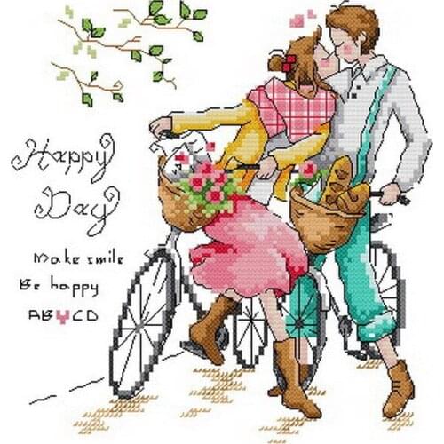 Free delivery Top Quality popular counted cross stitch kit happy day kiss make smile be happy, Valentines day gift