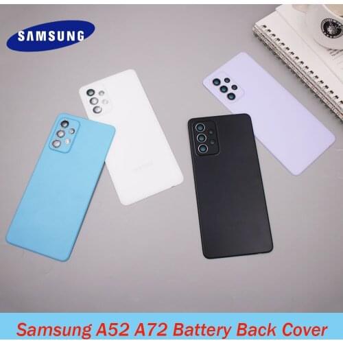 Original Back Battery Cover Rear Door Housing Panel Case For SAMSUNG Galaxy A52 A525 A72 A725 With Camera Lens Replacement Parts