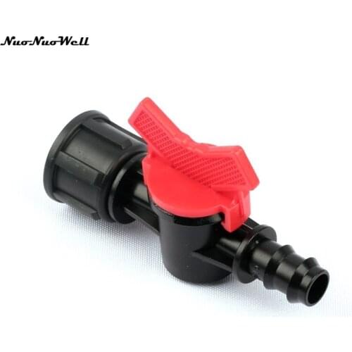 2pcs NuoNuoWell PE Ball Valve 1/2" Thread To 16mm Barbed Irrigation Pipe Plastic 1/2" Female Valve Watering Plumbing Valve