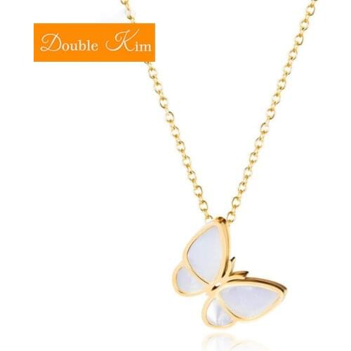 Butterfly Shell Necklace Titanium Stainless Steel Rose Gold Gold Color Chain Necklace Trendy Fashion Women Jewelry Gift