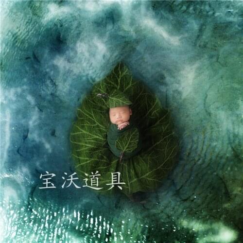 Wool Felted Merion Leaf blanket Newborn Photo background Vintage Leaf Pattern wool layer photography backdrop props