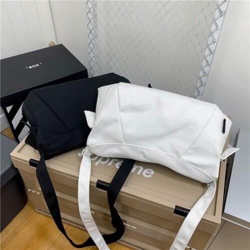 Japanese Fashion Canvas Womens Bag Pure Color Simple Messenger Bag Large Capacity Waterproof Shoulder Bags Handbags