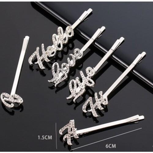1 Pcs New Fashion Crystal Hairpin Shiny Rhinestones Letters HELLO LOVE Hair Clips Diamond Hair Accessories Girls Dropshipping