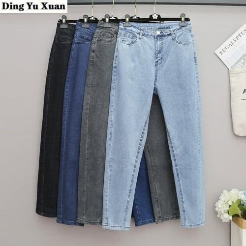 Womens Plus Size Mom Fit Jeans High Waist Woman Boyfriend Denim Trousers Women Black Blue Grey Loose Korean Jeans Oversize 5XL